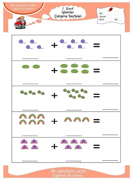 Çocuklar İçin toplam işlemi yaprak testleri 